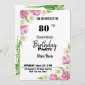 Überraschung 80. Geburtstagsparty Einladung (Vorne/Hinten)