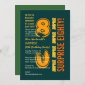 ÜBERRASCHUNG 80. Modern Birthday Green Gold W088 Einladung (Vorne/Hinten)