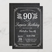 Überraschung 90. Geburtstag Einladung Chalkboard (Vorne/Hinten)