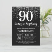 Überraschung 90. Geburtstag Einladung Silberner Gl (Stehend Vorderseite)