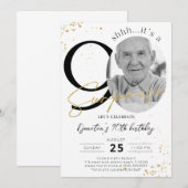 Überraschung 90. Geburtstag Gold Foto Einladung (Vorne/Hinten)