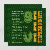 ÜBERRASCHUNG 90. Geburtstag Grüne Gold Stars W1886 Einladung (Vorne/Hinten)