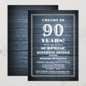 Überraschung 90. Geburtstag Land Wood Dinner Party Einladung (Vorne/Hinten)