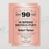 Überraschung 90. Geburtstag - Rose Gold Black Einladung (Vorne/Hinten)