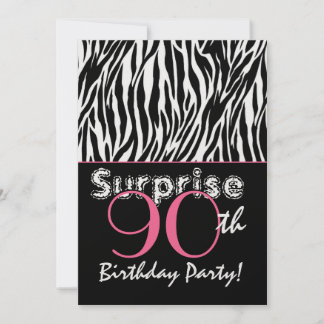 ÜBERRASCHUNG 90. Geburtstag Zebrastreifen Schwarz- Einladung