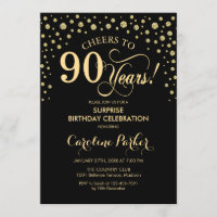 Überraschung 90. Geburtstagsparty - Gold Black