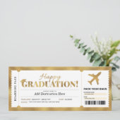 Überraschung Abschluss Boarding Pass Gold Geschenk Einladung (Stehend Vorderseite)