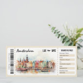 Überraschung Amsterdam Boarding Pass Geschenkgutsc Einladung (Stehend Vorderseite)