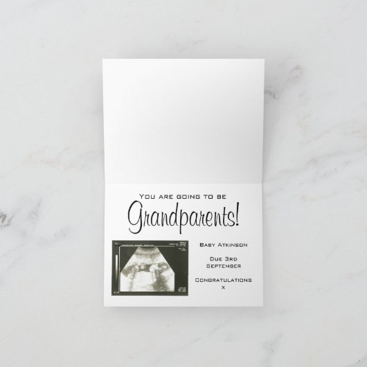 Überraschung! Ankündigung von Großeltern Baby Scan (Innenseite)