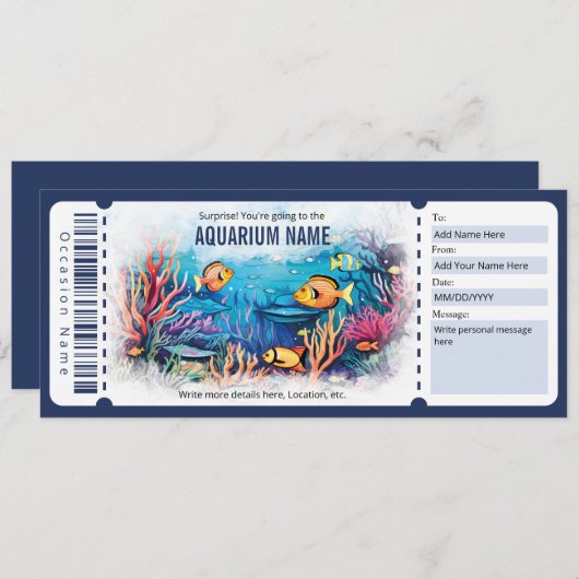 Überraschung Aquarium Geschenkgutschein Einladung (Vorne/Hinten)