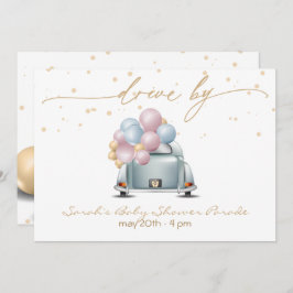 Überraschung bei der Gold Baby Duschparade Einladung