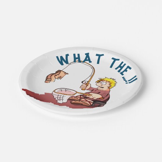 Überraschung beim Fischfang Pappteller (Schrägansicht)