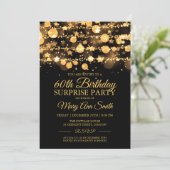 Überraschung Birthday Gold Sparkling Lights & Star Einladung (Stehend Vorderseite)
