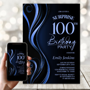 Überraschung Black Blue 100. Geburtstagsparty Einladung