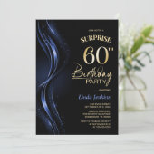 Überraschung Black Blue 60. Geburtstagsparty Einladung (Stehend Vorderseite)