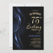 Überraschung Black Blue 75. Geburtstagsparty Einladung (Vorderseite)