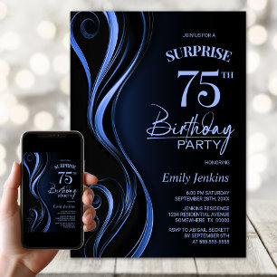 Überraschung Black Blue 75. Geburtstagsparty Einladung