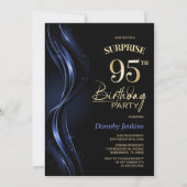 Überraschung Black Blue 95. Geburtstagsparty Einladung (Vorderseite)
