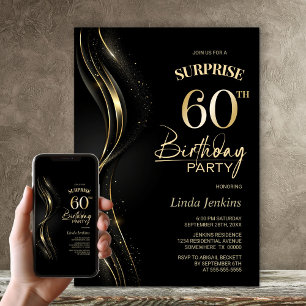 Überraschung Black Gold 60. Geburtstagsparty Einladung