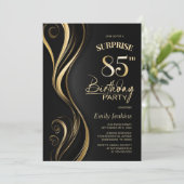 Überraschung Black Gold 85. Geburtstagsparty Einladung (Stehend Vorderseite)