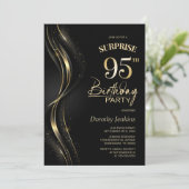 Überraschung Black Gold 95. Geburtstagsparty Einladung (Stehend Vorderseite)