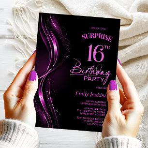 Überraschung Black Pink 16. Geburtstagsparty Einladung