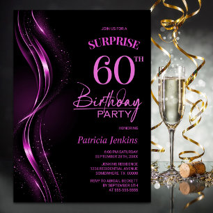 Überraschung Black Pink 60. Geburtstagsparty Einladung