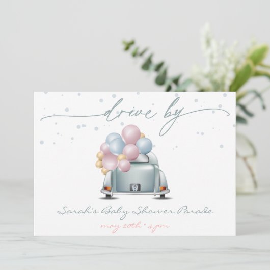 Überraschung Blue Baby Shooting Parade Einladung (Stehend Vorderseite)