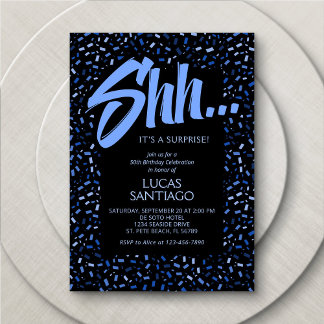 Überraschung Blue Men's Confetti Geburtstag Einladung