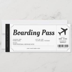 Überraschung-Bordkarte-Flugzeug-Reise-Ticket Einladung