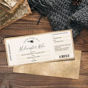 Überraschung Bordkarte Ticket Helikopterflug Einladung
