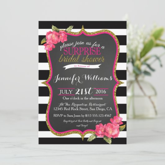 Überraschung Bridal Dusche Einladung (Stehend Vorderseite)