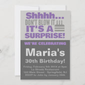 Überraschung Cake Party Lila Geburtstag Einladung (Vorderseite)