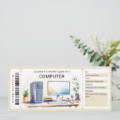 Überraschung Computer-Geschenkgutschein Einladung (Stehend Vorderseite)