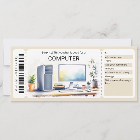 Überraschung Computer-Geschenkgutschein Einladung (Vorderseite)