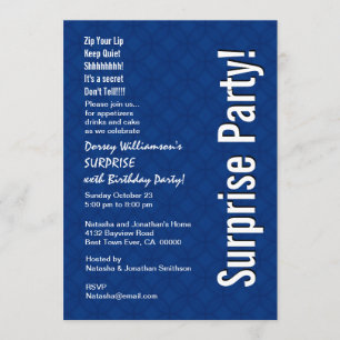 ÜBERRASCHUNG Custom Birthday Modern Royal Blue Ver Einladung