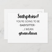 Überraschung, dass Sie Babysitter-Oma werden Postkarte (Vorne/Hinten)