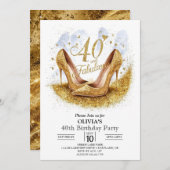 Überraschung Einfache digitale Gold 40. Geburtstag Einladung (Vorne/Hinten)