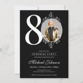 Überraschung Einfaches Elegantes Foto 80. Geburtst Einladung (Vorderseite)