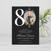 Überraschung Einfaches Elegantes Foto 80. Geburtst Einladung (Stehend Vorderseite)