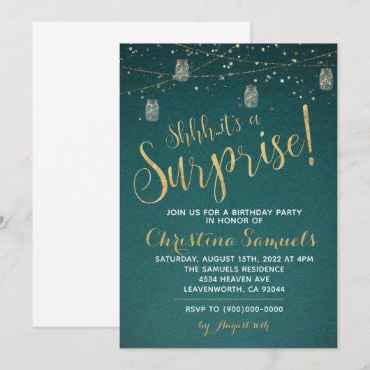 Überraschung Einladung zum Geburtstag (Vorne/Hinten)