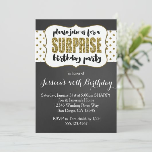 Überraschung Einladung zum Geburtstag (Stehend Vorderseite)