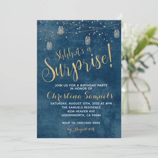 Überraschung Einladung zum Geburtstag (Stehend Vorderseite)