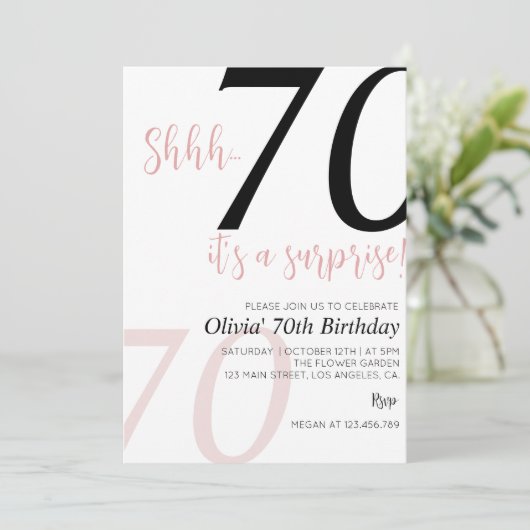 Überraschung Einladung zum Geburtstag jeden Alters (Stehend Vorderseite)