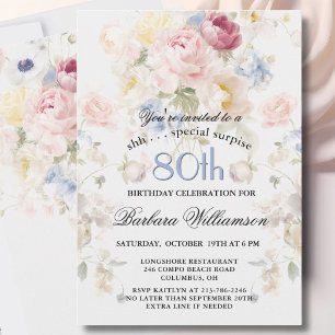 ÜBERRASCHUNG Elegante bemalte Blumen zum 80. Gebur Einladung