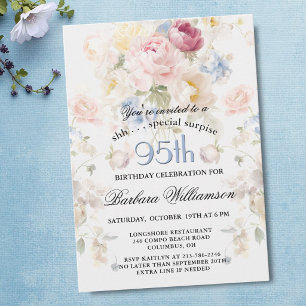 ÜBERRASCHUNG Elegante bemalte Blumen zum 95. Gebur Einladung