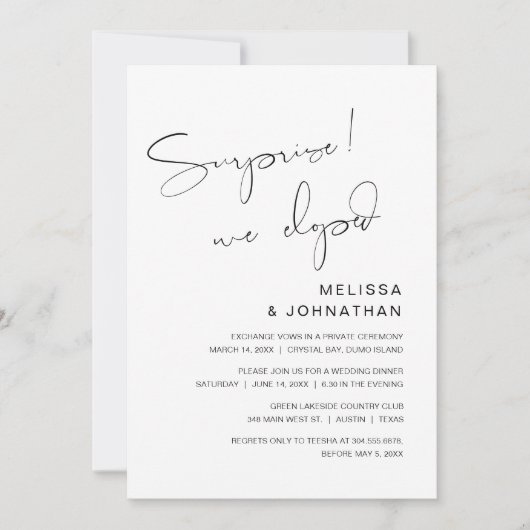 Überraschung, entwickelten wir, Hochzeitsfeier Par Einladung (Vorderseite)