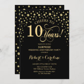 Überraschung Feier zum 10. Jubiläum - Schwarzes Go Einladung (Vorne/Hinten)