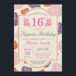 Überraschung Floral 16. Geburtstag Einladung Rosa<br><div class="desc">Überraschung Floral 16. Geburtstag Einladung. Rosa Lila Orange-Rose. Frauen,  Lady,  Mädchen zum Geburtstag. 13. 15. 16. 18. 20. 21. 30. 40. 50. 60. 70. 80. 90. 100. jedes Alter.
Für weitere Anpassungen klicken Sie bitte auf die Schaltfläche "Anpassen" und verwenden Sie unser Designwerkzeug,  um diese Vorlage zu ändern.</div>
