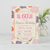 Überraschung Floral 60. Geburtstag Einladung Rosa (Stehend Vorderseite)